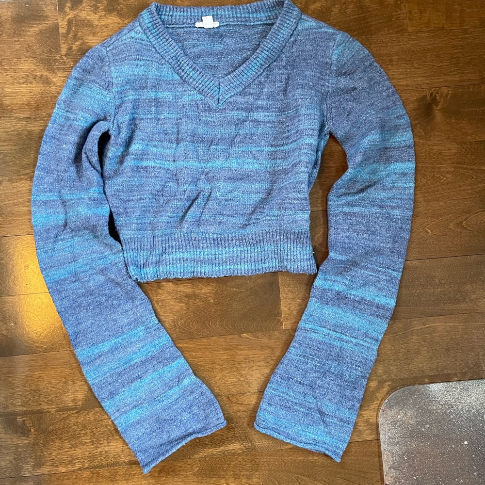 Blue V-Neck Women's Sweater